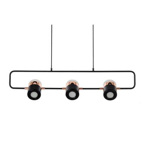 Blink 3 fekete függőlámpa réz díszítéssel, 3 fényponttal, minimalista dizájn