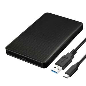 Fekete külső merevlemez ház 2,5 hüvelykes SATA SSD vagy HDD-hez, USB 3.1 interfész, akár 8 TB kapacitás - Külső merevlemez ház