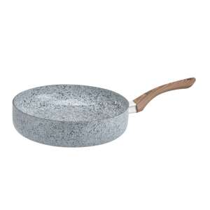 Oliver Voltz Siena OV51319J26D 26cm Grey Marble Coated Deep Frying Pan with Wooden Handle - Cookware & bakeware