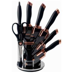 Oliver Voltz 9-piece knife set with stand, black and rose gold - Kitchen Knife