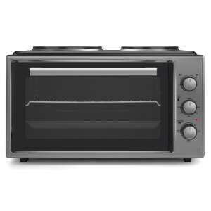 Foreti EO 4620 G Electric Cooker, 46 l, 3000 W, Two Burners, Thermostat, Hidden Bottom Heating, Enamel, Grey 106421614 - Mini Kitchen