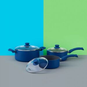 Tasty Everyday cookware set in blue with glass lids - Cookware & bakeware