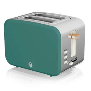 Toaster Swan ST14610GREN, 900 W, 2 felii, 6 nivele, Tava pentru firimituri, Dezghetare, Verde