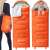 Springos® Cs0120 Turista hálózsák, orange sleeping bag with gray lining, shown in a collage with usage examples