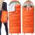 Springos® Cs0120 Turista hálózsák, orange sleeping bag with gray lining, shown in a collage with usage examples