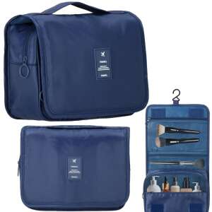 Ha7488 tengerészkék kozmetikai táska rekeszekkel, akasztható utazó piperetáska - Springos