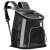 Side view of Springos® Pet Carrier Backpack, black and grey, with clear windows and mesh panels