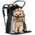 Springos® Pet Carrier Backpack, black and grey, with clear windows and mesh panels, with a small dog inside