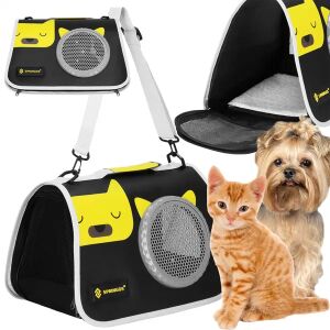 Springos Pa0234 animal carrier bag with dog and cat collage - Pet Carrier, Car Travel Box