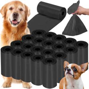 Springos® dog waste bags, 20 rolls of 18 bags, black, for easy and hygienic dog waste disposal - Springos