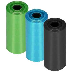 Springos® Hundekotbeutel, 3 Rollen mit je 18 Beuteln, grün, blau, schwarz - Springos