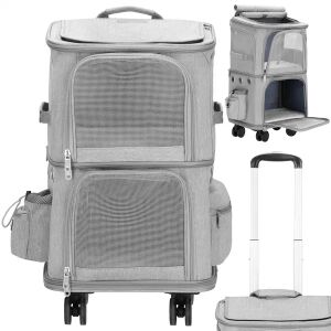 Springos Pa0326 double pet carrier with extended handle and details - Pet Carrier, Car Travel Box