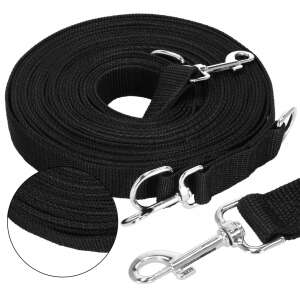 Springos® black nylon dog leash with metal hardware, 10 meter long, for large dogs - Leash