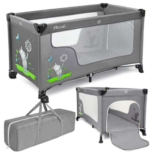 Piccolo Foldable Travel Cot with Mattress #grey