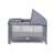 Piccolo travel cot with canopy, changing table, and storage pocket, side view, grey with stars