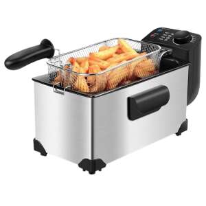 Elektromos olajsütő rozsdamentes acél házzal és kivehető kosárral - Olajsütő