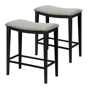 Timeless Tools set of 2 grey upholstered bar stools - Kitchen Furniture