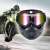 Motorcycle face mask with detachable goggles, black, rainbow tinted lens