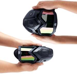 Motorcycle face mask with detachable goggles, black - Work Safety