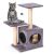 Cats on PetHaus Grey and Beige Cat Tree with Scratching Post and Condo