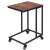 Springos® side table with black metal frame and brown wood top on wheels