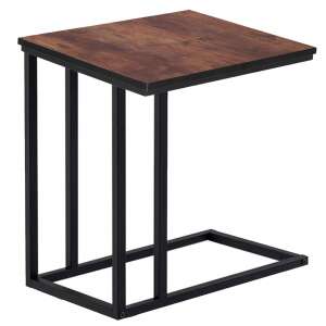 Springos® side table with black metal frame and brown wood top - Living Room Furniture