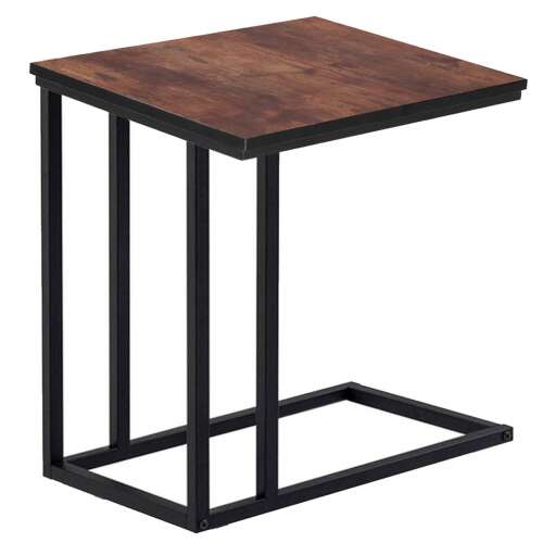 Springos® side table with black metal frame and brown wood top