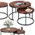 Multiple views of Springos Hf0034 nesting coffee tables with coffee, cake, and flowers
