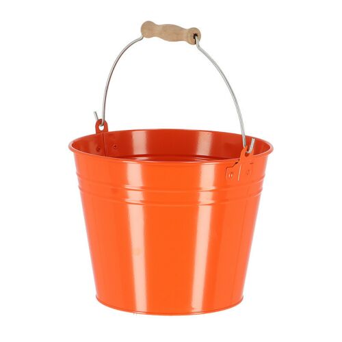 Cink Kerti Vödör - Fa Fogantyú - 4,5 Liter - Narancssárga