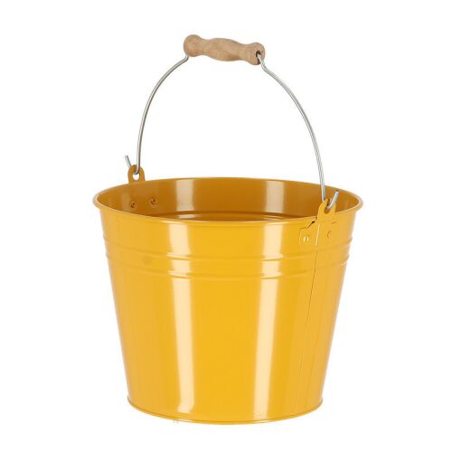 Cink Kerti Vödör - Fa Fogantyú - 4,5 Liter - Sárga
