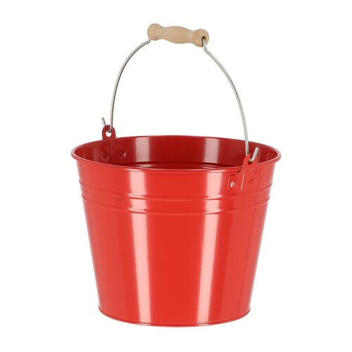 Cink Kerti Vödör - Fa Fogantyú - 4,5 Liter - Piros 125528760