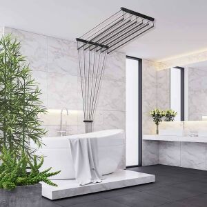 Fregoli fekete mennyezeti ruhaszárító modern fürdőszobában - Ruhaszárító