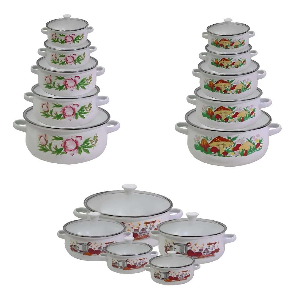 Retro Zománcozott Lábas Készlet - 5 db