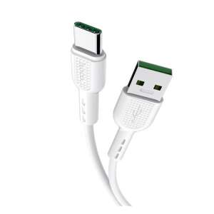 Hoco X33 Type-C - USB kábel, 1m, fehér, gyors töltés, támogatja az OPPO VOOC, Super VOOC, Oneplus DASH, Huawei SuperCharge töltőket - Hoco