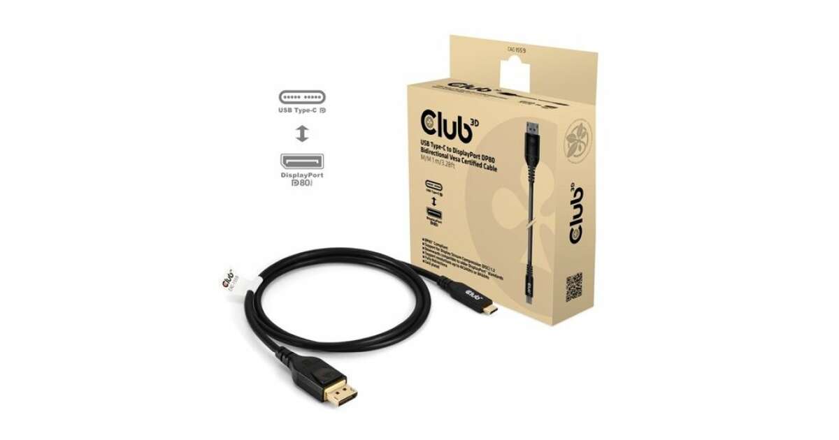 Club3D CAC-1165 MiniDP™ to MiniDP™ DP80 Bidirectional Vesa Certified Cable 1m : Buy Online at Best Price in KSA - Souq is now