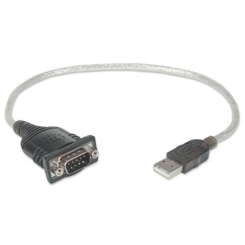 Kabel konwertujący USB na szeregowy Manhattan 205146, 0,45m, Czarny, Przezroczysty