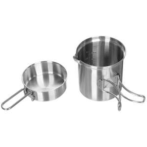 FOX Outdoor Mess Kit 33310 stainless steel camping cookware set, includes a pot and a pan with folding handles - Nonbrand Crockery