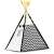 Nukido Kids Teepee Tent with Panda Pillows, Lights and Garland, Black and White