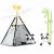 Nukido Panda Tipi Tent with Panda Pillow, Black and White Indian Play Tent for Kids