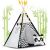 Children's Teepee Tent with Garland and Lights, Nukido White and Black Panda 106572611