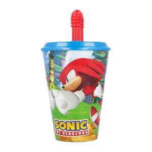 Pahar din plastic Sonic the Hedgehog cu pai, cu Knuckles - Pahare cu paie