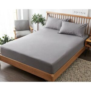 Ruhhy Cearceaf cu elastic din bumbac jersey gri 180x200 cm pe pat - Cearsafuri