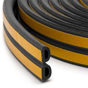 Sealight Self-Adhesive Weatherproof Seal D Profile 40m Black 12mm - Sealant
