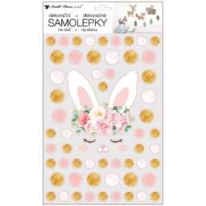PLUS LINE Wandaufkleber mit Hasen, Blumen und Punkten, 24 x 42 cm - Dekoration für das Babyzimmer
