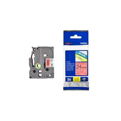 Brother TZE-451 24 mm лента за етикети черна на червен фон, ламинирана