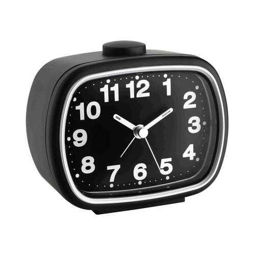 Ceas deșteptător analog TFA cu ace fluorescente, negru