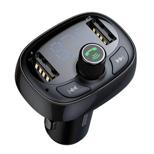 Transmițător FM Bluetooth Baseus S-09 cu două porturi USB de încărcare, negru