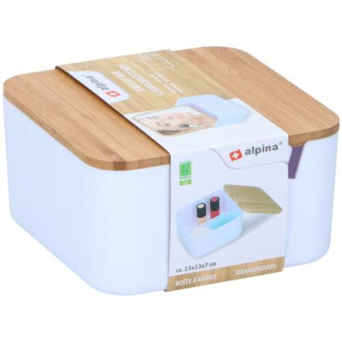 Alpina Bambusz Fedéles Kozmetikai és Ékszeres Doboz - 13x13x7cm
