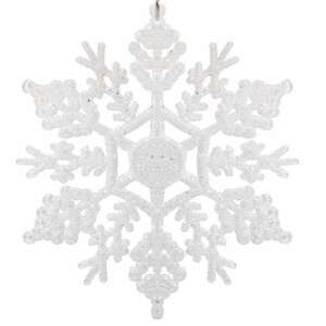 Springos biela trblietavá snehová vločka ozdoba na vianočný stromček, 13 cm - Skrine