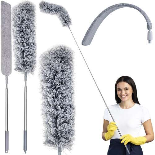 Telescopic Dust Brush with Two Attachments